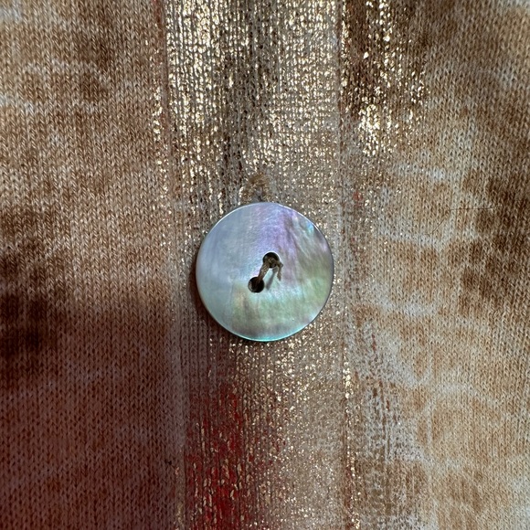 Womens Chico’s Cardigan V-Neck Sweater Button Up Gold/Tan/White Size 2 - Picture 5 of 12